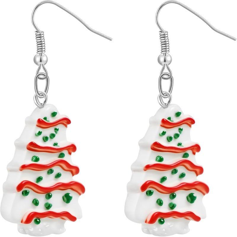 PEALICIOUS Christmas Earrings for Women Cute Cat Earings Christmas Tree Cakes Accessories Gingerbread House Earrings Dangling Pink Xmas Gifts Matching Womens Xmas Costume Holiday Jewelry - Image 1